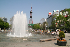The fountains in Sapporo's central Odori Park