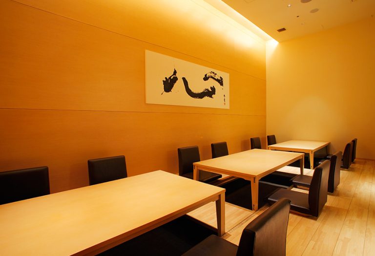 Raised tatami seating with a sunken kotatsu(heated low table)